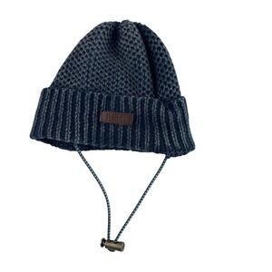 Reddy Dog Blue Gray Knit Beanie Hat with Ear Flaps and Drawstring S/M